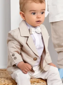Costume de cérémonie en lin blanc et beige Edouard
