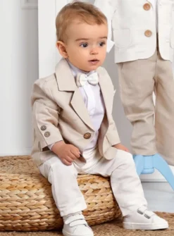 Costume de cérémonie en lin blanc et beige Edouard