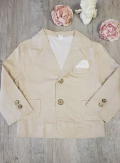 Costume de cérémonie en lin blanc et beige Edouard