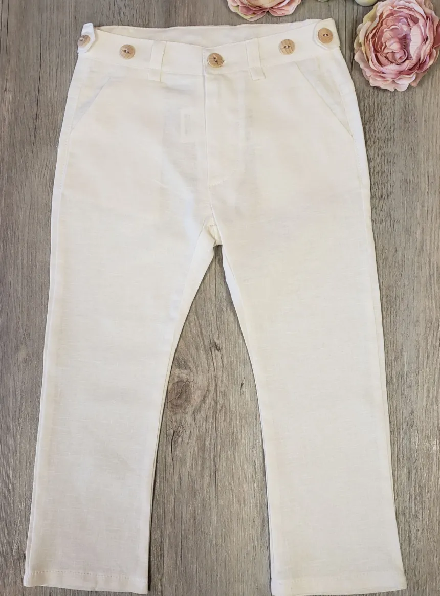 Costume de cérémonie en lin blanc et beige Edouard