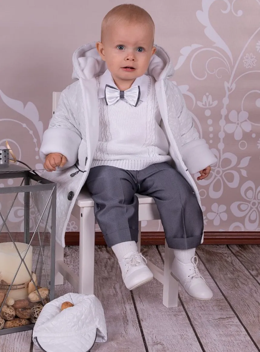Costume garçon complet Ulysse + manteau Gris 3 mois