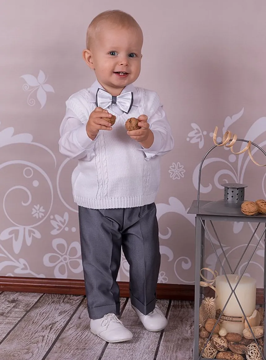 Costume garçon complet Ulysse + manteau Gris 3 mois