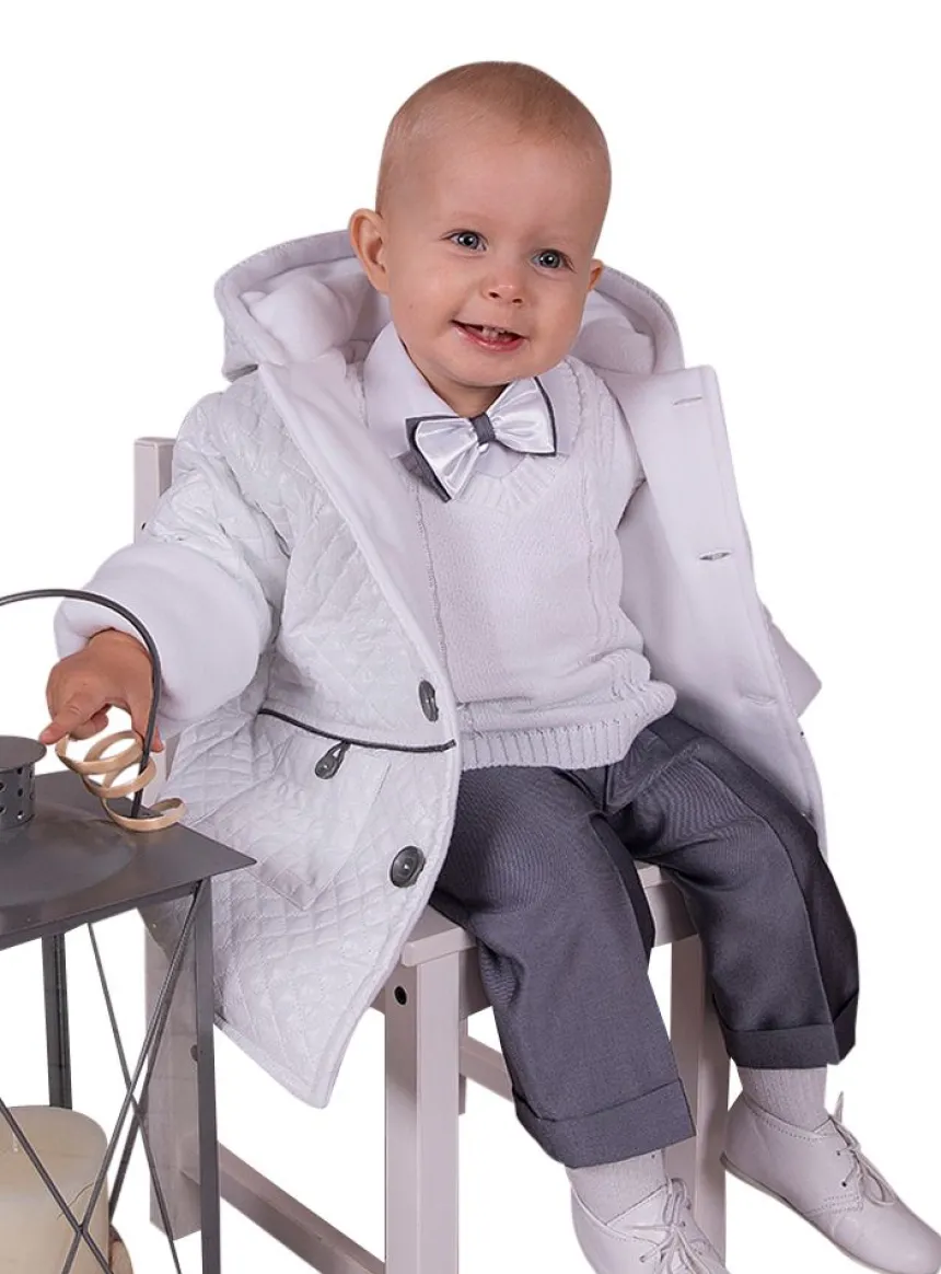 Costume garçon complet Ulysse + manteau Gris 3 mois