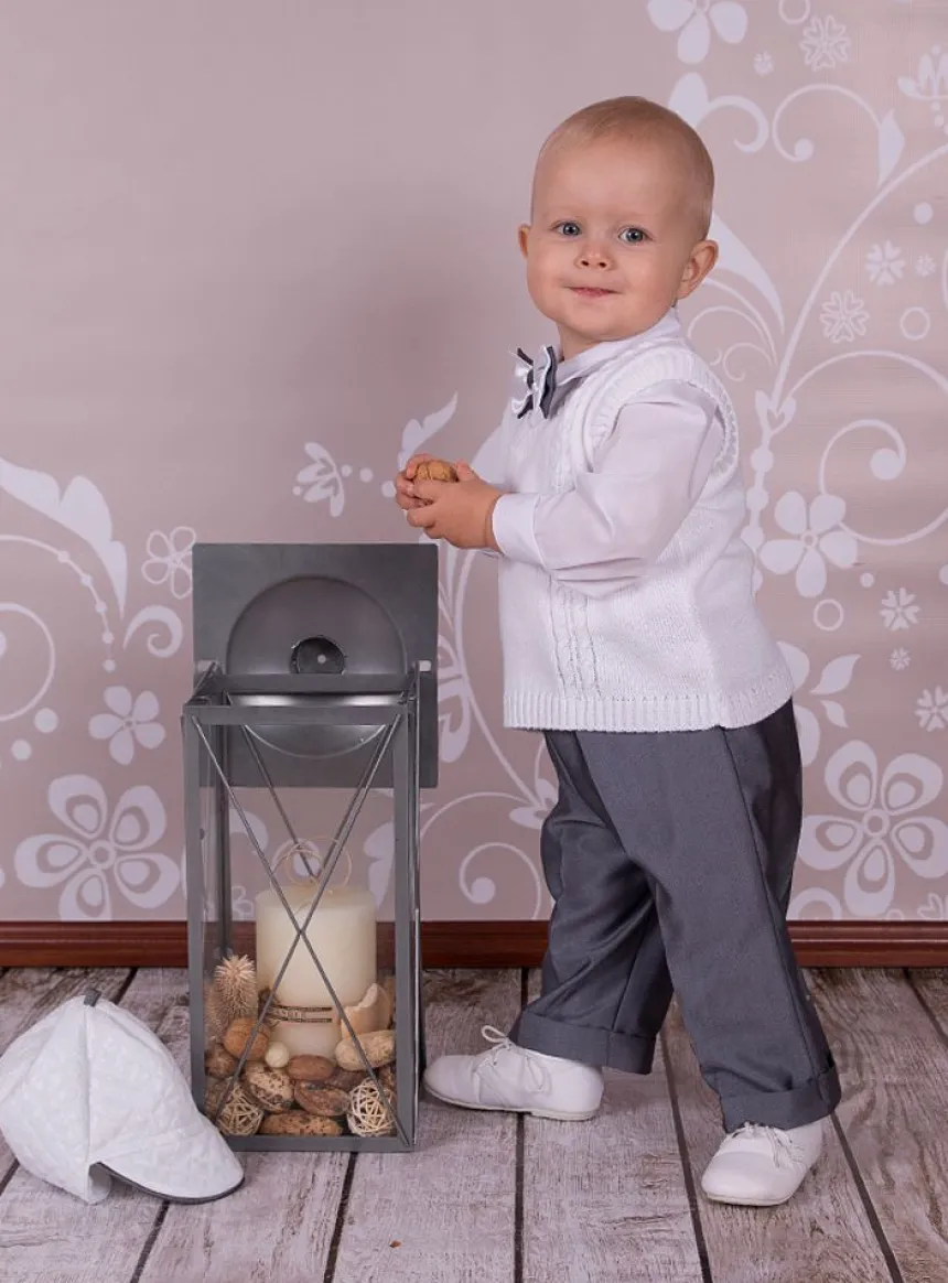 Costume garçon complet Ulysse + manteau Gris 3 mois