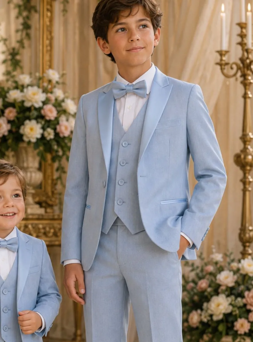 Costume garçon 5 pièces Alessio bleu tendre