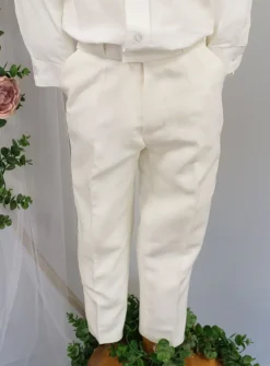 Costume garçon 4 pièces Lin beige et ivoire