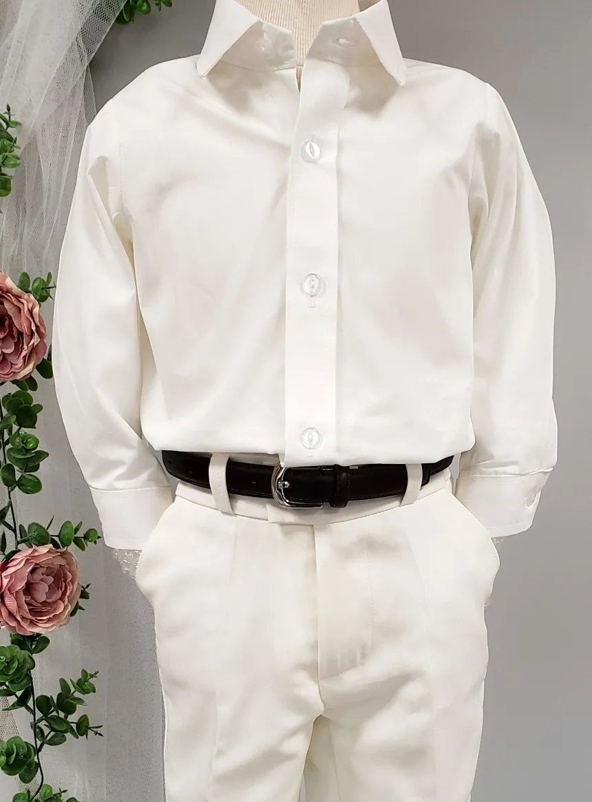 Costume garçon 4 pièces Lin beige et ivoire
