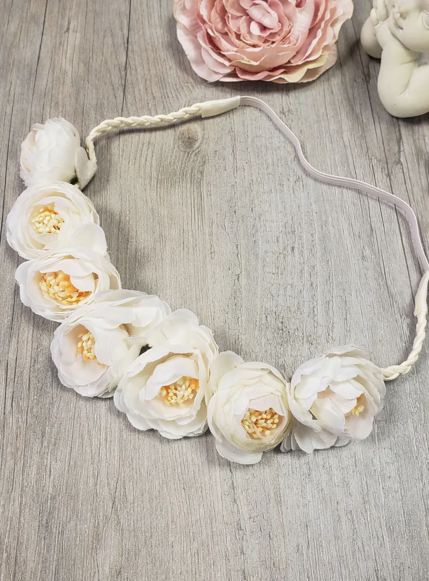 Couronne bandeau de fleurs tissu
