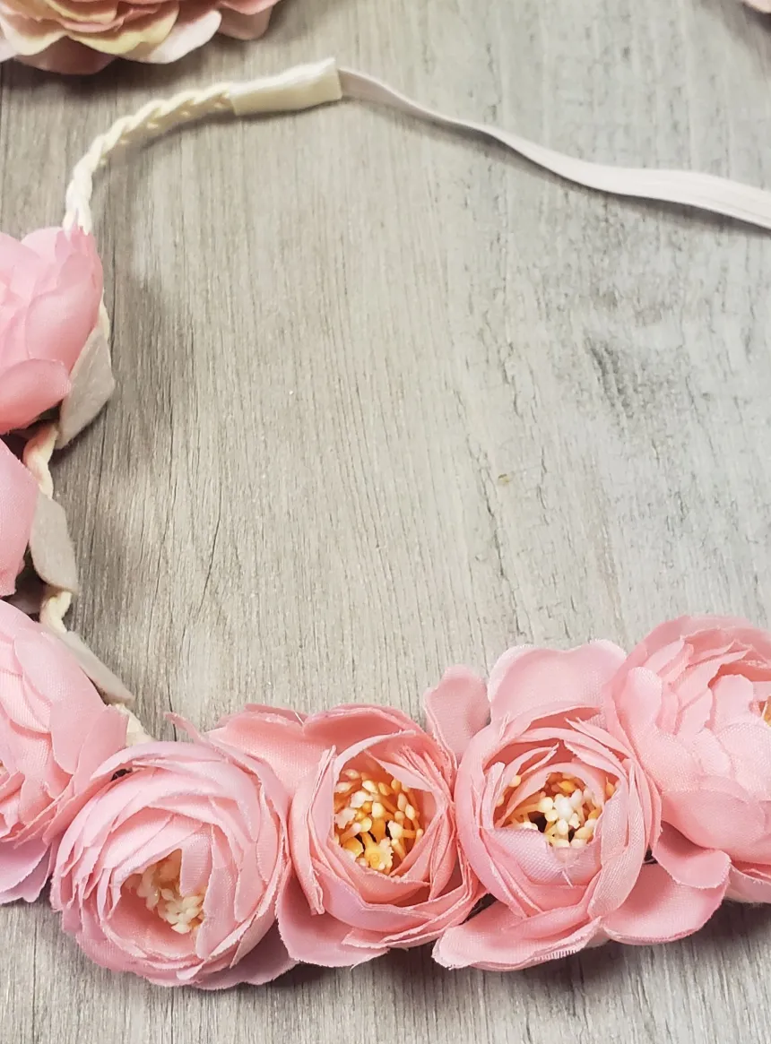 Couronne bandeau de fleurs tissu