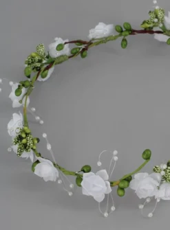 Couronne champêtre avec fleurs blanches Blanc