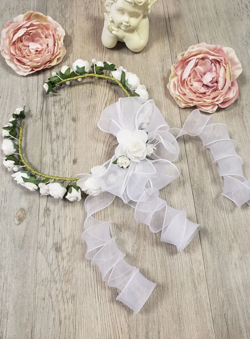 Couronne de communion blanche ouverte Blanc