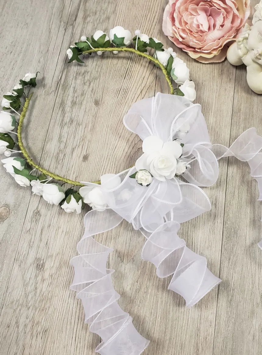 Couronne de communion blanche ouverte Blanc