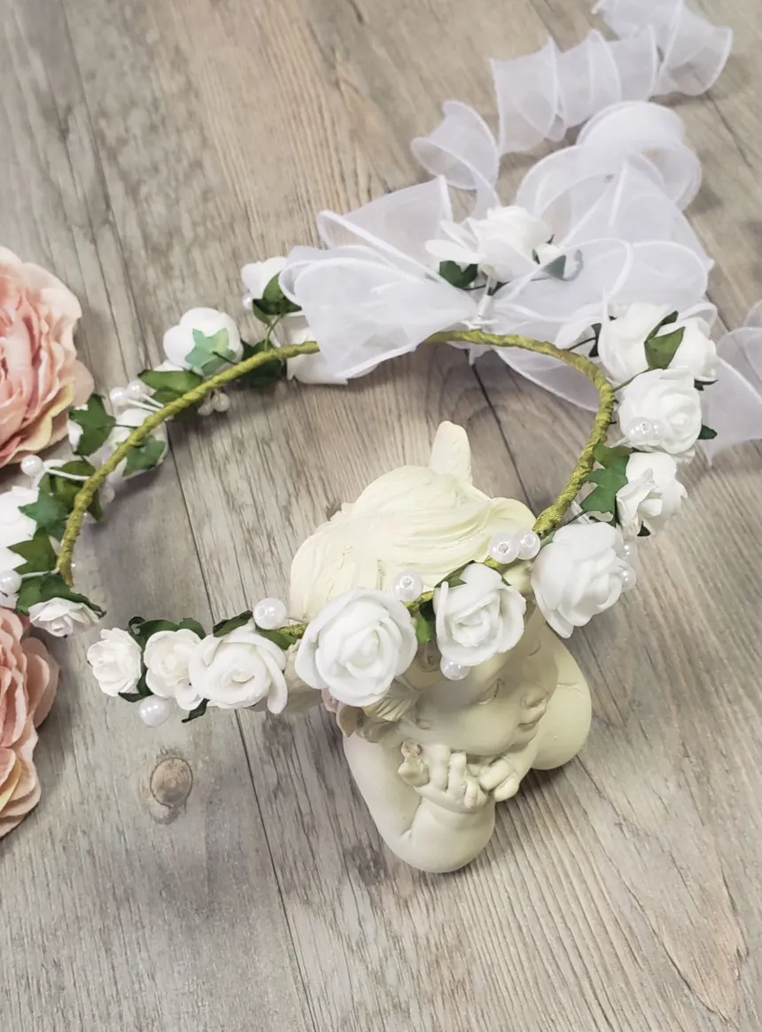 Couronne de communion blanche ouverte Blanc