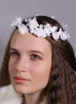 Couronne de communion fleur et ruban Blanc