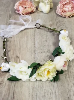 Couronne de fleur avec ruban Ivoire - Ecru