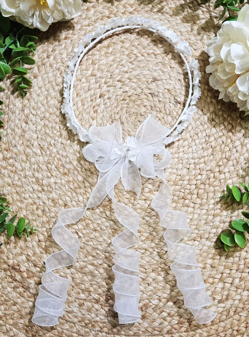 Couronne de Fleurs Blanche pour Communion