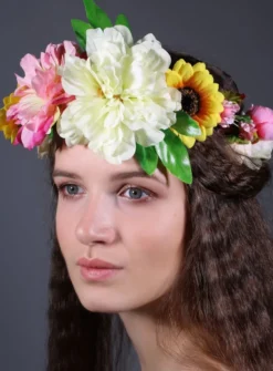 Couronne de fleurs champêtre Jaune
