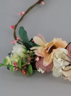Couronne de fleurs champètres Rose