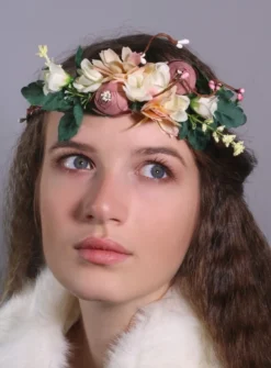 Couronne de fleurs champètres Rose