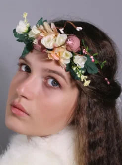Couronne de fleurs champètres Rose