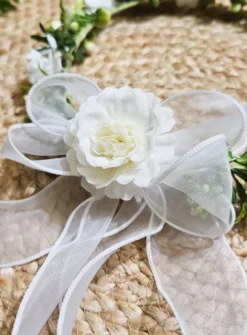 Couronne de Fleurs Ivoire et Feuillage Champêtre