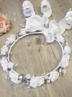 Couronne de fleurs mariage ou communion Blanc