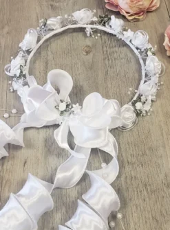 Couronne de fleurs mariage ou communion Blanc