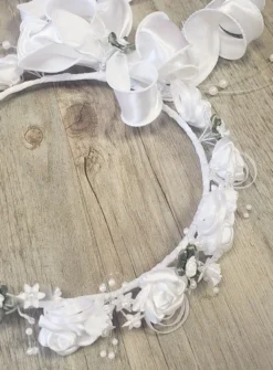 Couronne de fleurs mariage ou communion Blanc