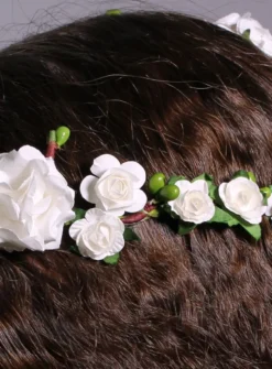 Couronne de fleurs mariage ou communion feuillage Blanc