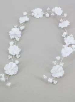 Couronne de fleur souple avec fleurs et perles Blanc