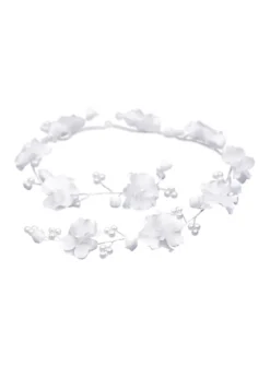 Couronne de fleur souple avec fleurs et perles Blanc