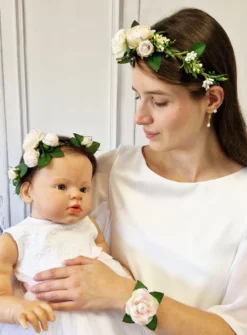 Couronne de Fleurs Souple avec Pivoines Roses Tendres