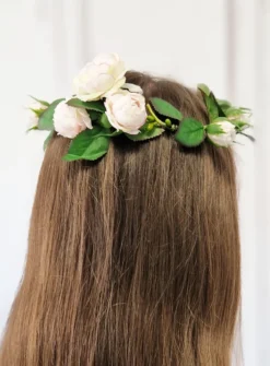 Couronne de Fleurs Souple avec Pivoines Roses Tendres