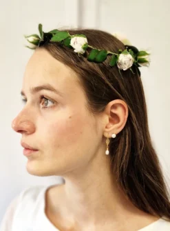 Couronne de Fleurs Souple avec Pivoines Roses Tendres