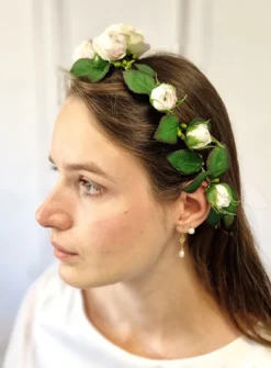 Couronne de Fleurs Souple avec Pivoines Roses Tendres