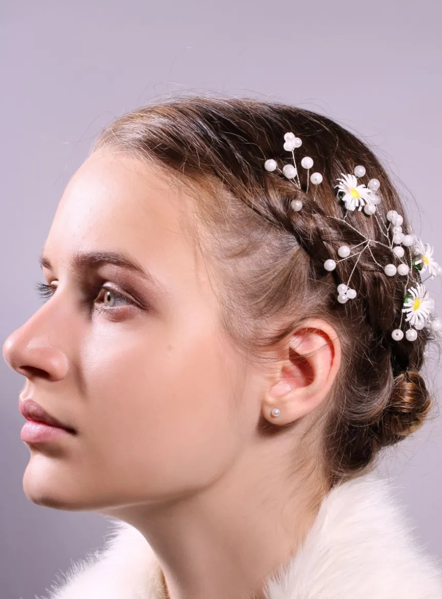 Couronne de fleurs souple Blanc