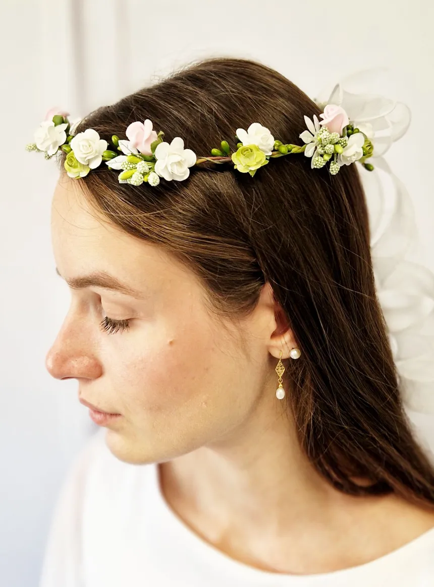 Couronne de fleurs synthétiques de haute qualité