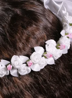 Couronne fleurs blanches et rose Blanc
