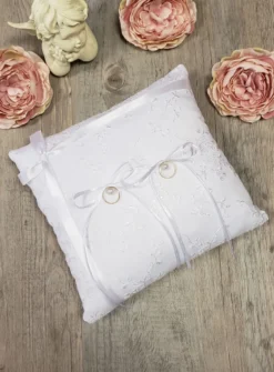 Coussin pour alliances dentelle blanche
