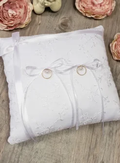 Coussin pour alliances dentelle blanche