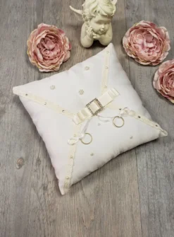 Coussin pour alliances nœud et strass