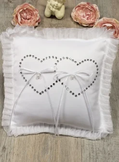 Coussin pour bagues de mariage cœurs et strass