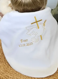 Couverture de baptême - Personnalisable Blanc