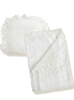 Couverture et coussin de baptême Blanc