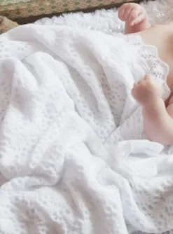 Couverture et coussin de baptême Blanc