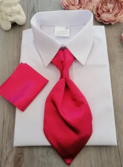 Cravate lavallière enfant satin uni avec pochette