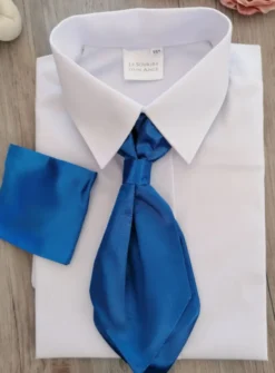 Cravate lavallière enfant satin uni avec pochette