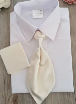 Cravate lavallière enfant satin uni avec pochette
