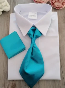 Cravate lavallière enfant satin uni avec pochette