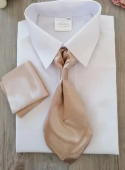 Cravate lavallière enfant satin uni avec pochette
